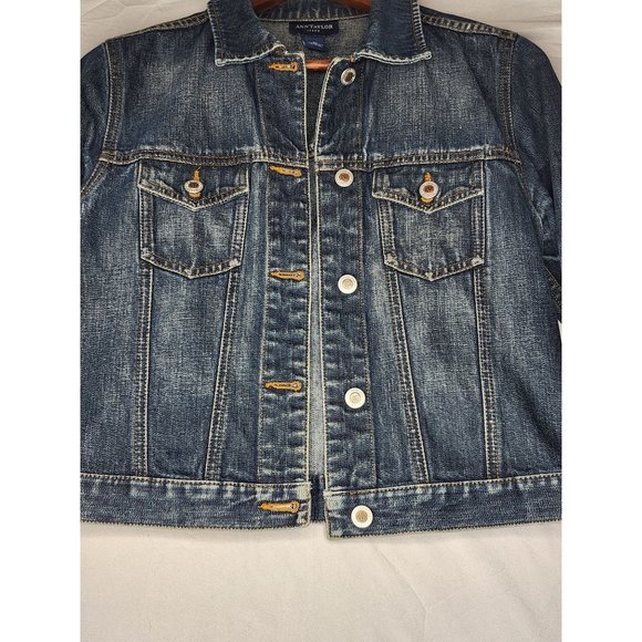 Ann Taylor Petite Jean Jacket Size Small Dark‎ Washed Denim - Picture 3 of 6